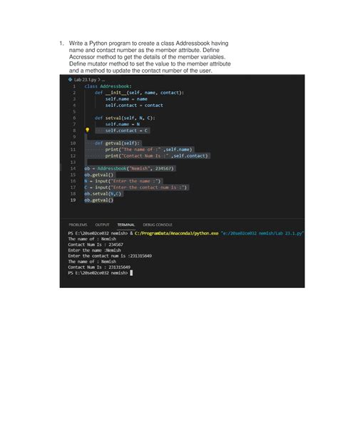 Write a Python program to create a class Addressbook having - Define ...