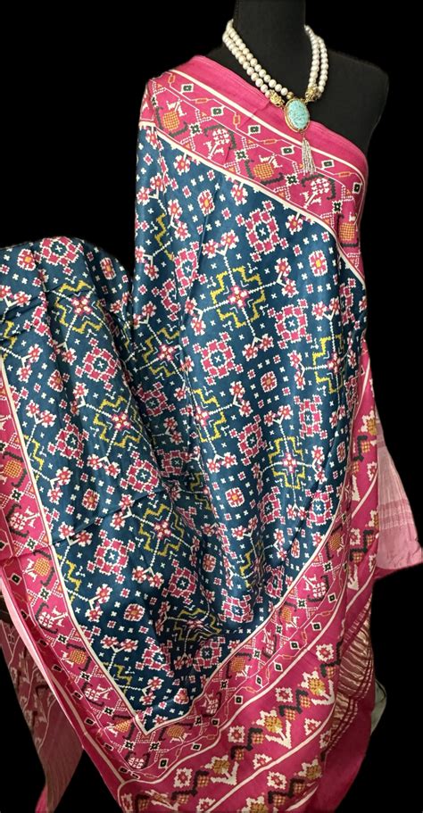 Gajji silk bhandhani pure silk duppatta Blue Dupatta – Shruthi's sarees