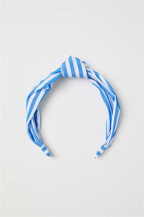 Alice band with a knot - White/Blue striped - Ladies | H&M IN