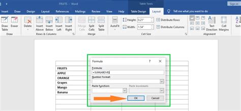 Word Table Formula Examples 的图像结果