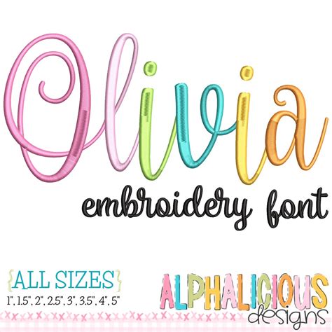 Olivia Cursive Embroidery Font: Digitized Alphabet (1-5 Inch) - Etsy