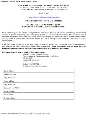 Fillable Online About Us - Compensation Advisory Organization of ...