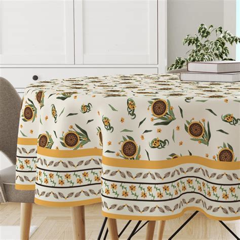 Buy Astitva Premium Cotton 60 Inch Circular Table Cloth | Sunflower ...