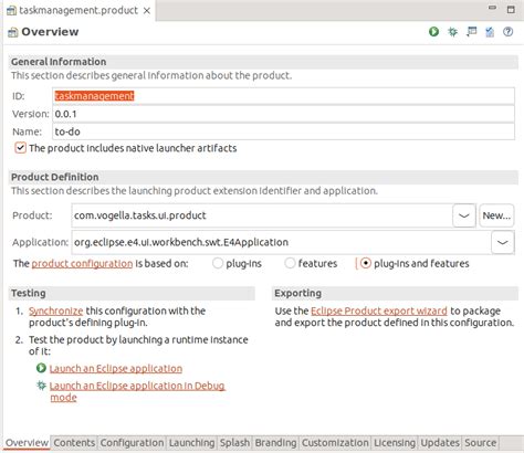 Eclipse product and application deployment - Tutorial