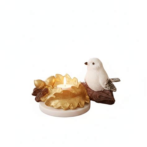 Golden Oak Leaf Bird Candle Holder – HOMEARTE INDIA