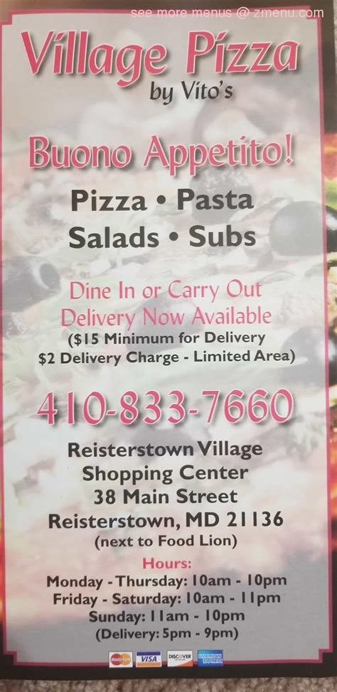 Image result for Village Pizza Menu