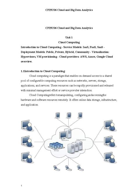CP25C06 Cloud and Big Data Analytics: Unit 1 Overview of Cloud ...