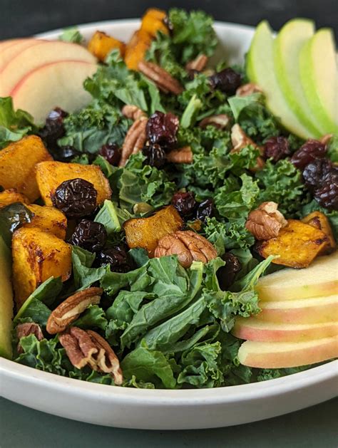 Nutty Harvest Fall Kale Salad with Homemade Dressing