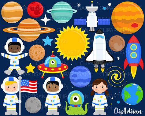 Papercraft Planet Clipart Rocket Clipart Outer Space Clip Art Space ...