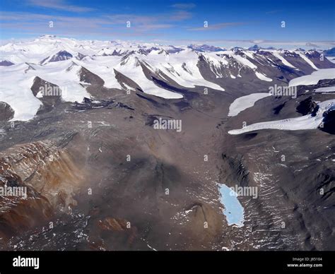 Aerial View of Mummy Pond and the Taylor Valley, McMurdo Dry Valleys ...