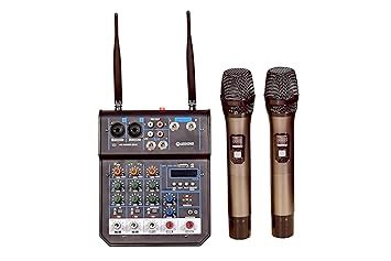 kh 4 Channel With Dual Wireless Mic Sound Board Console MP3 Digital USB ...