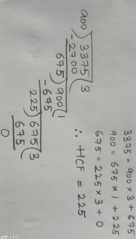 use euclid's algorithm to find the HCF of 900and 3375 - Brainly.in