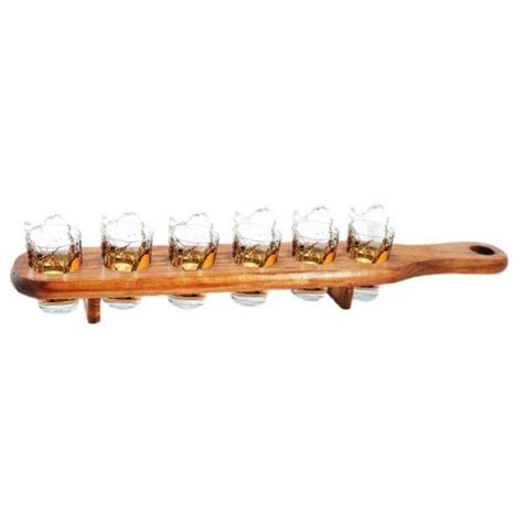 Buy Wooden 6 Shot Glass Holder Paddle Plate Online India- QuirkyStore.in
