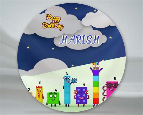 Number Blocks Theme Personalized Round Backdrop | Party supplies ...