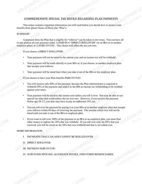 Puerto Rico Comprehensive Special Tax Notice Regarding Plan Payments ...