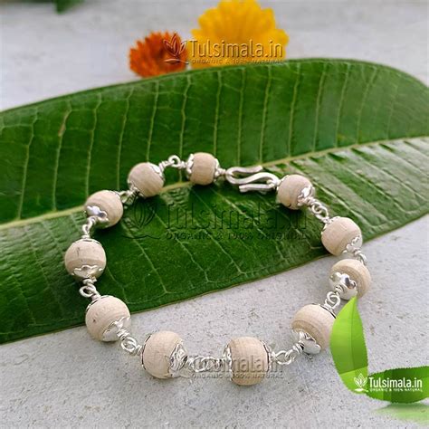 Original Tulsi Beads Bracelet with Pure Silver 10mm Size - Tulsi Mala