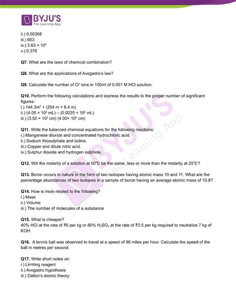 Class 11 Chemistry Chapter First Exercise Questions 的图像结果