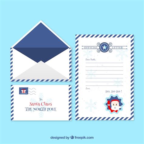 Christmas letter template in a blue frame | Free Vector
