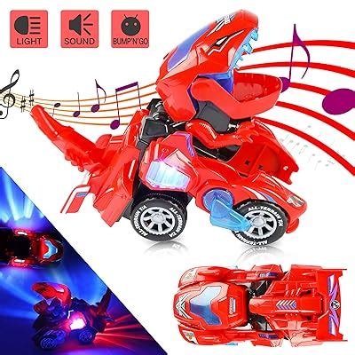 Buy YogiMall Transforming Dinosaur 2-in-1 LED Car Toy. Automatic ...