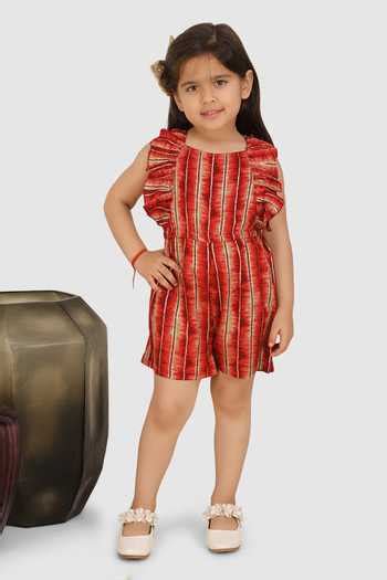 Buy Maroon Rayon Printed Striped Jumpsuit For Girls by Jelly Jones ...