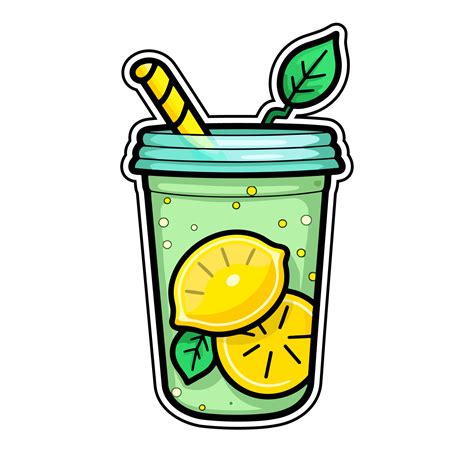 lemonade sticker cool colors kawaii clip art illustration. Transparent ...