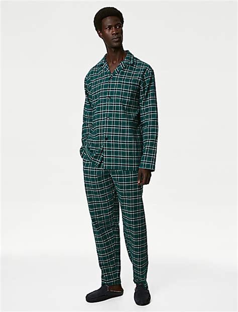 Buy Brushed Cotton Checked Pyjama Set at Marks & Spencer