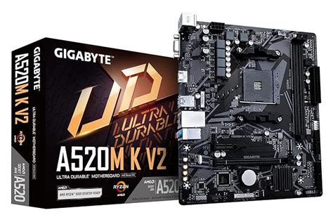 Gigabyte A520M K (rev. 1.0) Ultra Durable AMD Motherboard with GbE LAN ...