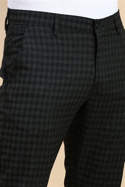 Classic Polo Men's Black Slim Fit Checked Trouser | TP2-EL-15 C-BLK-FR