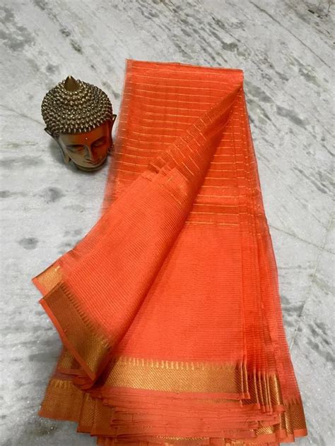 OmenSilks Bhagalpuri Handloom Cotton Silk Check Half Body Saree for ...