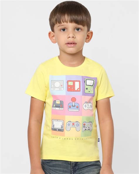 Boy's T-shirts - Buy Boy's Yellow Graphic Print Crew Neck T-shirt Online