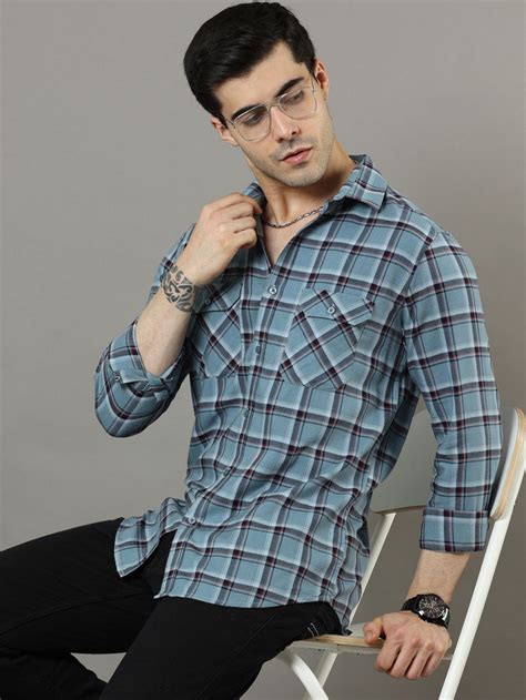 Buy Steel Blue Flannel Check Shirt Online in India – Bushirt