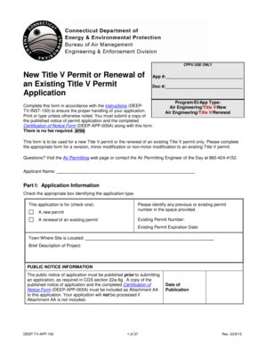 Fillable Online ct Permit Application for Title V Stationary Sorces of ...