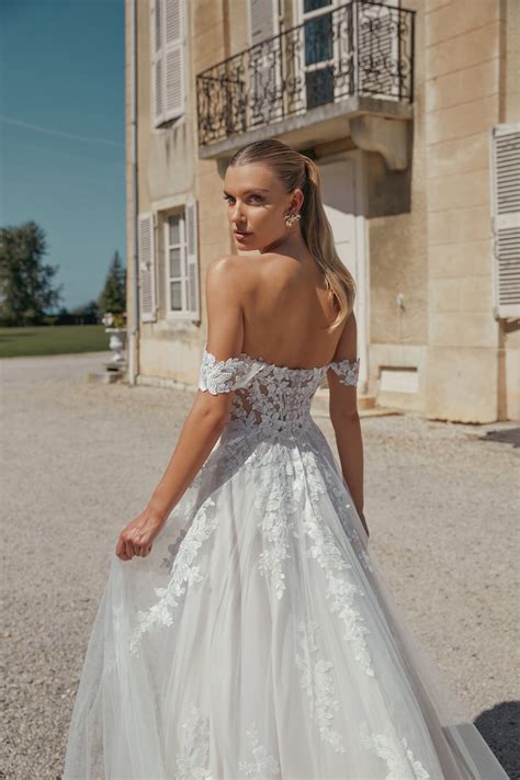 44466: A-Line Gown with Detachable Off-The-Shoulder Straps and Sheer Bodice | Sincerity Bridal