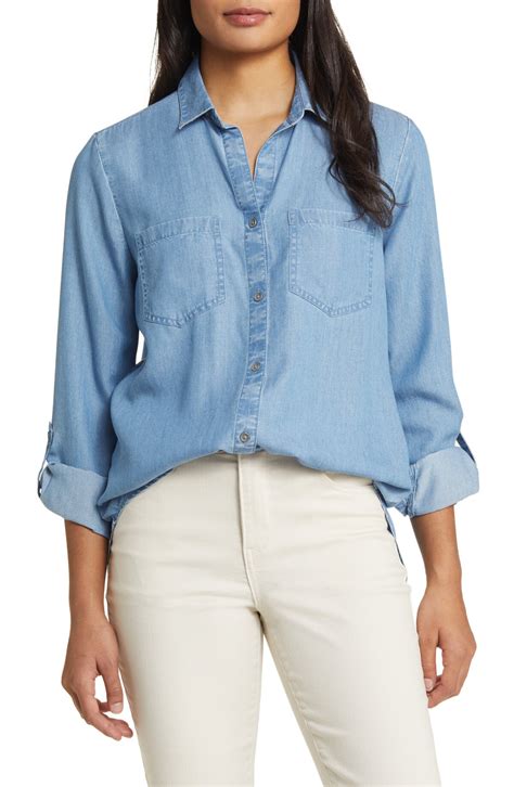 BEACHLUNCHLOUNGE Arlita Chambray Button-up Shirt - Medium Blue ...