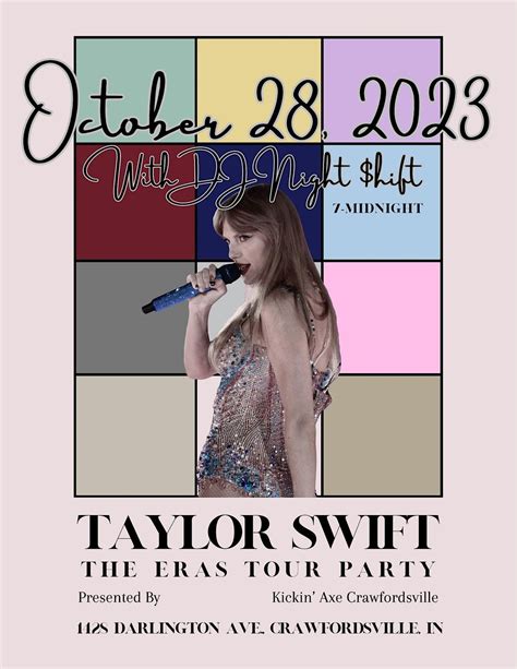Taylor Swift Eras Party, 1428 Darlington Ave, Crawfordsville, 28 ...