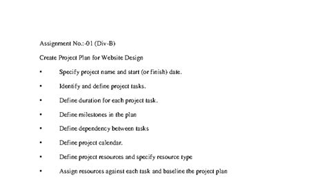 SPM Assignment No 01 Div B: Project Plan for Responsive Website Design ...