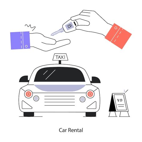 Premium line illustration of car rental | Premium Vector