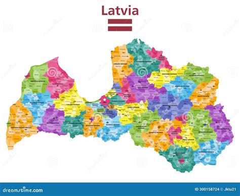 Latvian State Cities, Municipalities, Parishes and Towns Map Stock Illustration - Illustration ...
