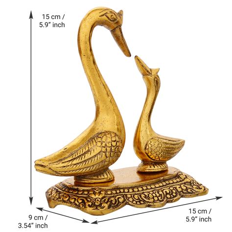 Loving Golden Swan Couple 6Inch Decorative Metal Figurine - eCraftIndia ...