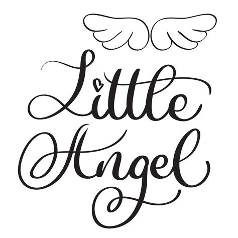 Little angel words on white background. Hand drawn Calligraphy ...
