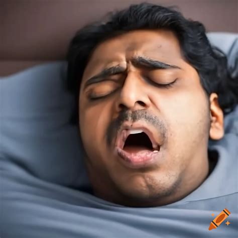 Indian man sleeping with mouth open on Craiyon