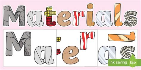 Materials Display Lettering