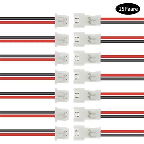 Buy Her Kindness 25 Pairs JST-PH Plug Connector 2 Pin Male Female Plug ...