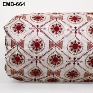 Buy Maroon Embroidered Fabric by the Yard Sewing DIY Crafting ...