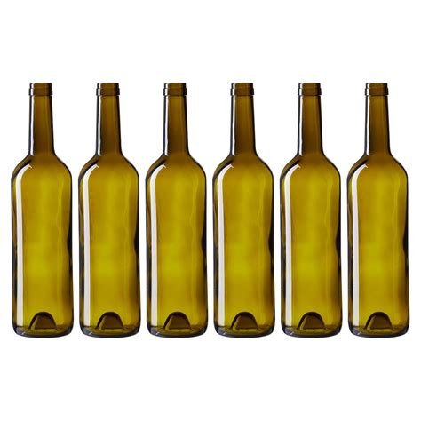 Juvale 6-Pack Wine Glass Bottles - Empty, Recyclable Bordeaux Bottles ...