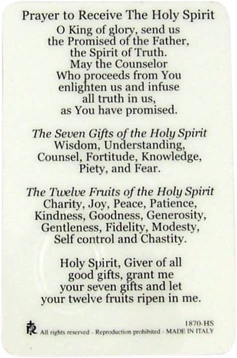 Buy Religious Art Catholic Holy Prayer Cards with Medals (Confirmation ...