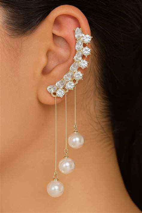 Buy Crystal Bloom Pearl Ear Cuff | Auree Jewels
