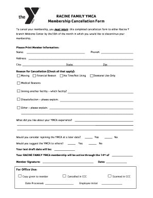 Printable Ymca Cancellation Form - Fill Online, Printable, Fillable ...