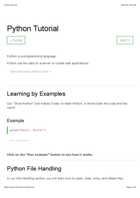 Python Tutorial - ‹ Home Next › Python Tutorial Python is a programming ...