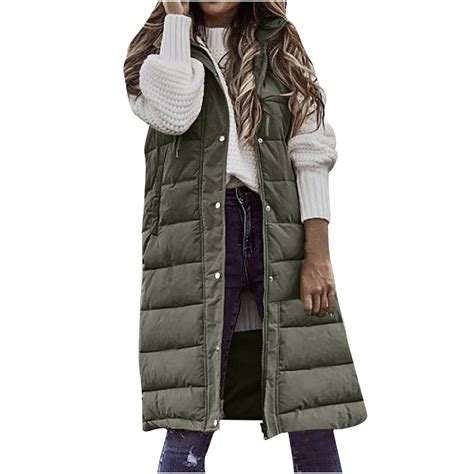 BLVB Women's Winter Hooded Down Vest, Full-Zip Sleeveless Puffer Vest ...